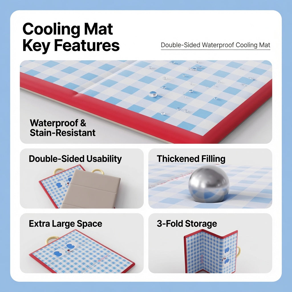 Double-Sided Waterproof Cooling Pet Mat - Foldable Breathable Cool Pad for Cats & Dogs