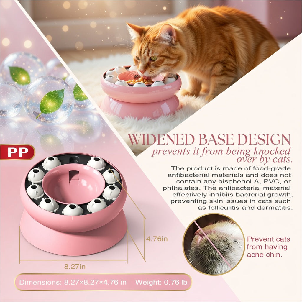 Rotating Puzzle Cat Bowl Toy — Interactive Food Dispenser