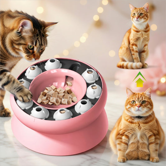 Rotating Puzzle Cat Bowl Toy — Interactive Food Dispenser