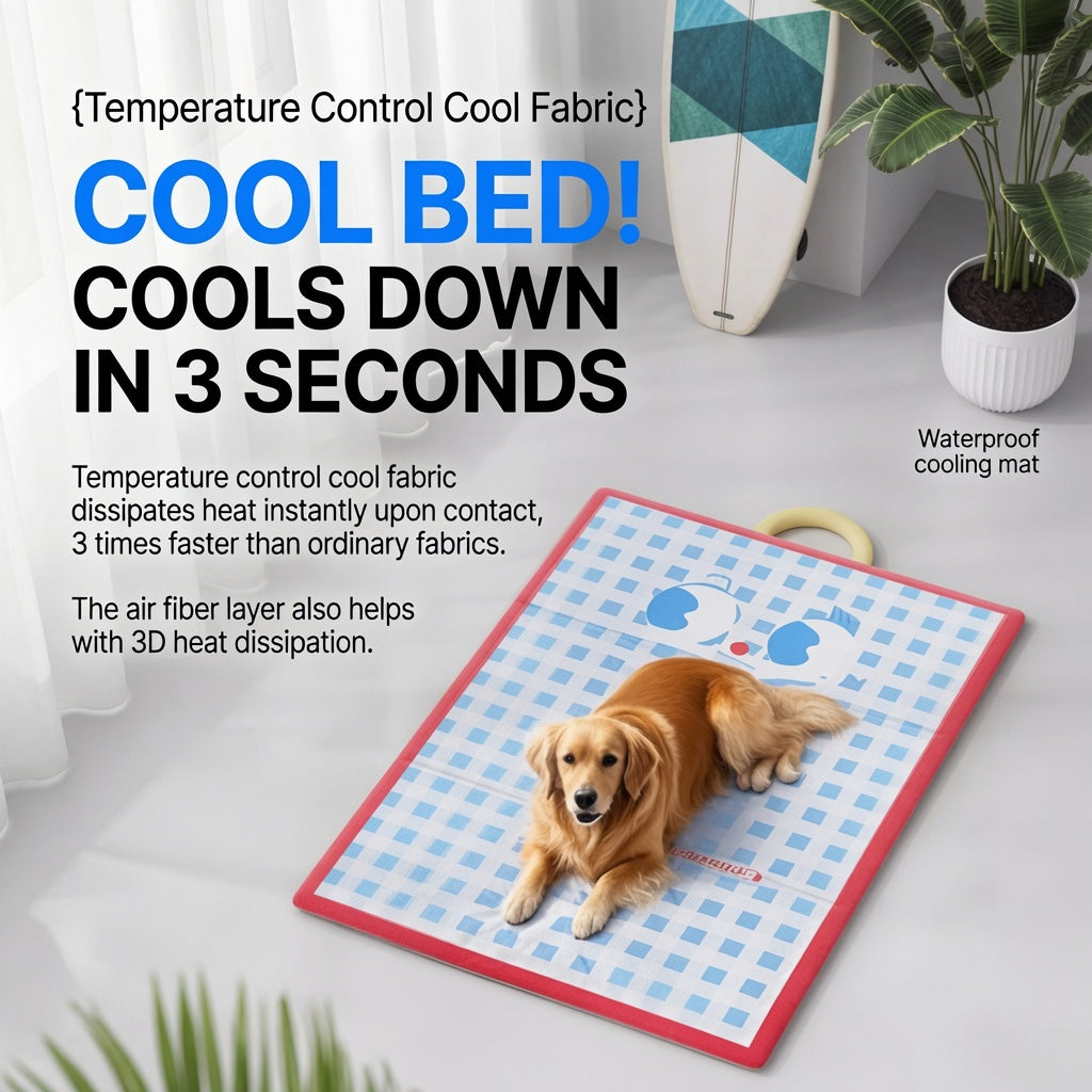 Double-Sided Waterproof Cooling Pet Mat - Foldable Breathable Cool Pad for Cats & Dogs