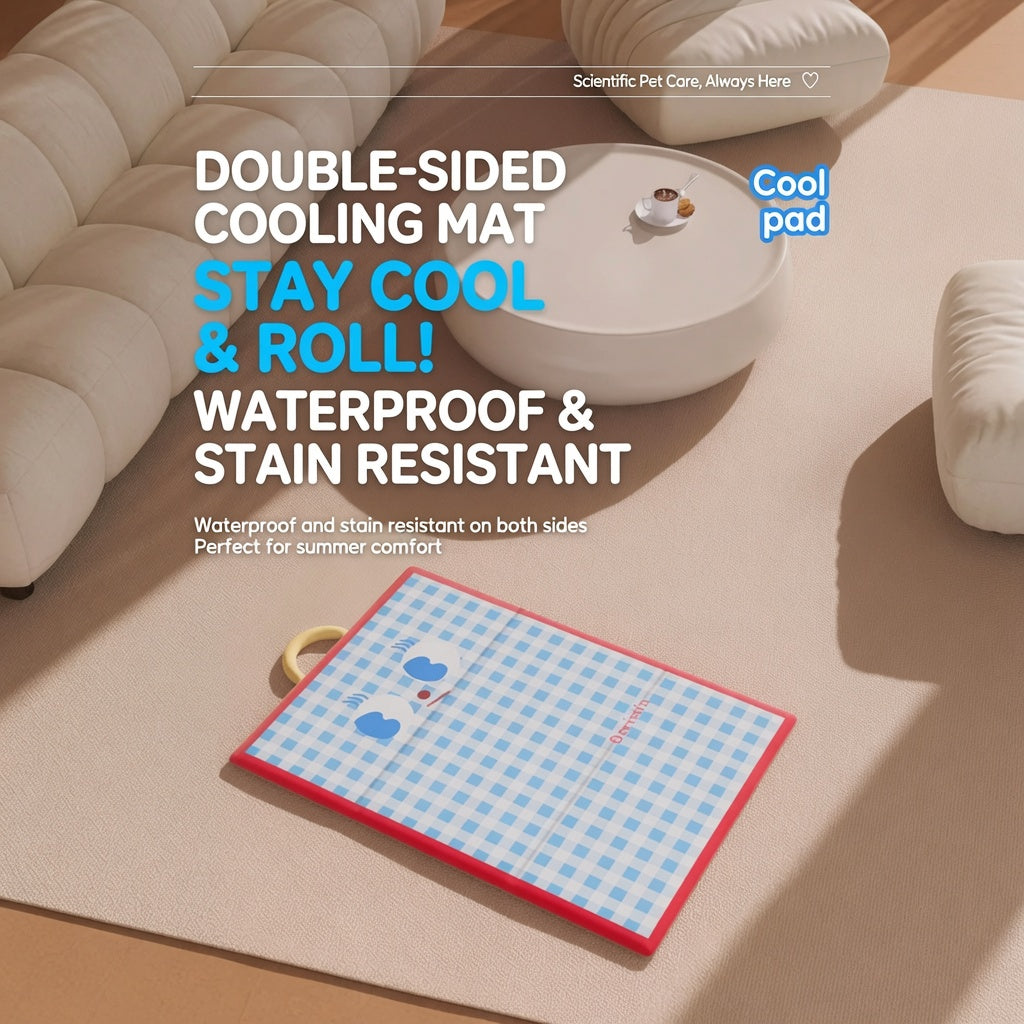 Double-Sided Waterproof Cooling Pet Mat - Foldable Breathable Cool Pad for Cats & Dogs
